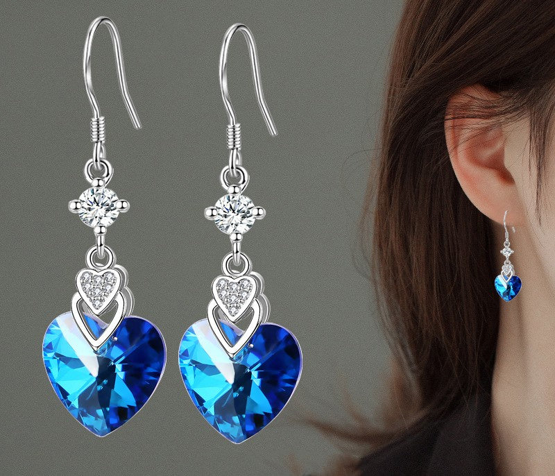 Heart Of The Sea Temperament Slim Back Anti-allergy Earrings