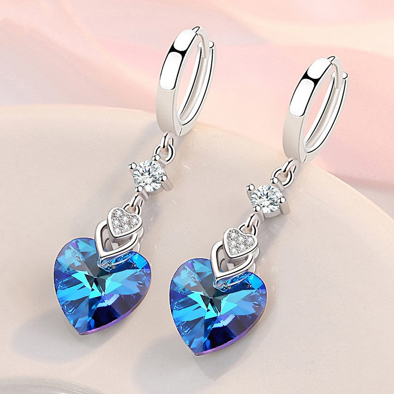 Heart Of The Sea Temperament Slim Back Anti-allergy Earrings