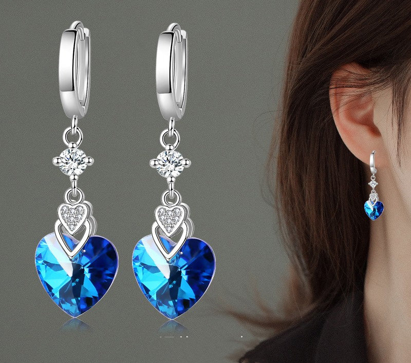 Heart Of The Sea Temperament Slim Back Anti-allergy Earrings