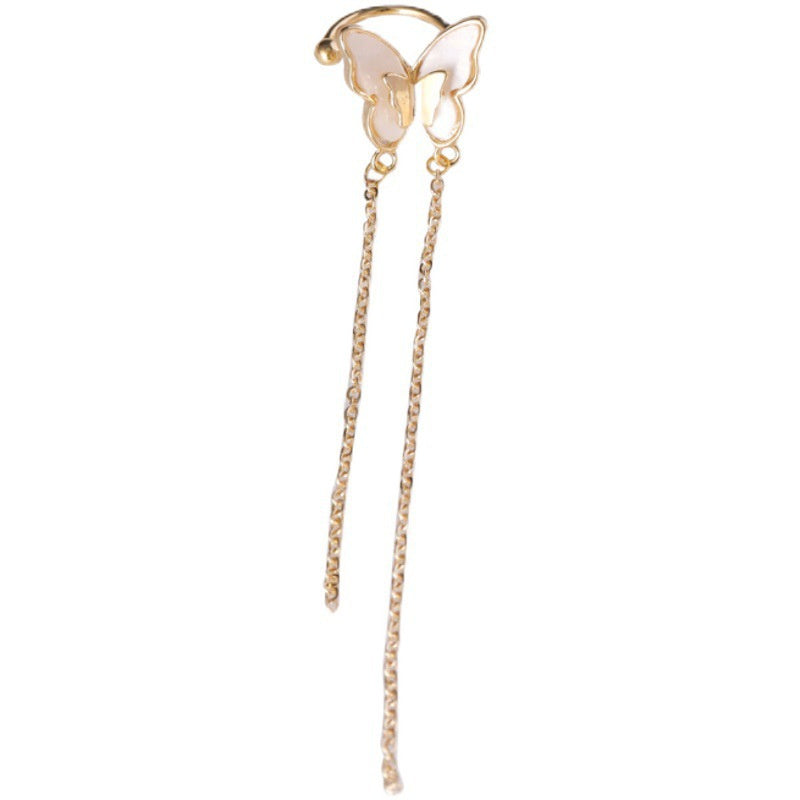 Autumn Fairy Butterfly Chain Long Tassel Ear Clip Female Simple Personality Earless Ear Ornament